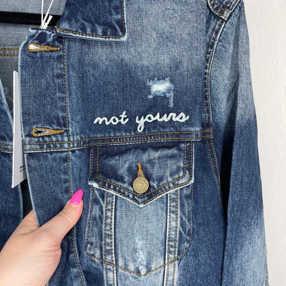 NWT Sandrine Rose Free People Oversized Embroidered Denim Jean Jacket Shacket S - Picture 6 of 13